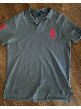 Men's Polo Ralph Lauren custom fit gray large pony logo #3 shirt XL